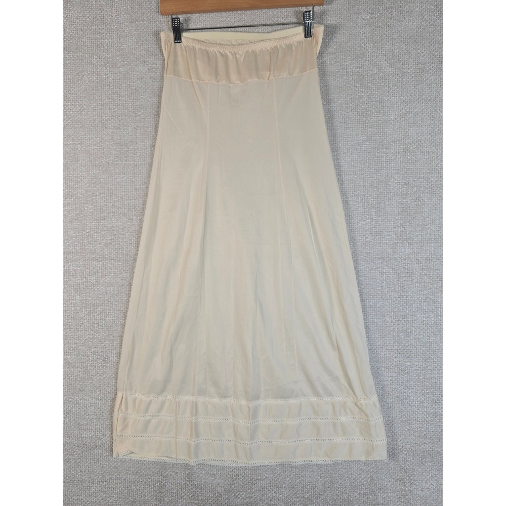 Vintage Maxi Half Slip Antron III Nylon Ivory Lace Trim Size 32 Made in USA